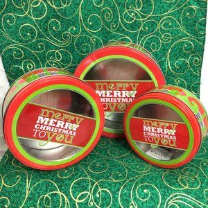 COOKIE Cake Candy Christmas Metal Set of 3 Storage Tins  Canisters NWT